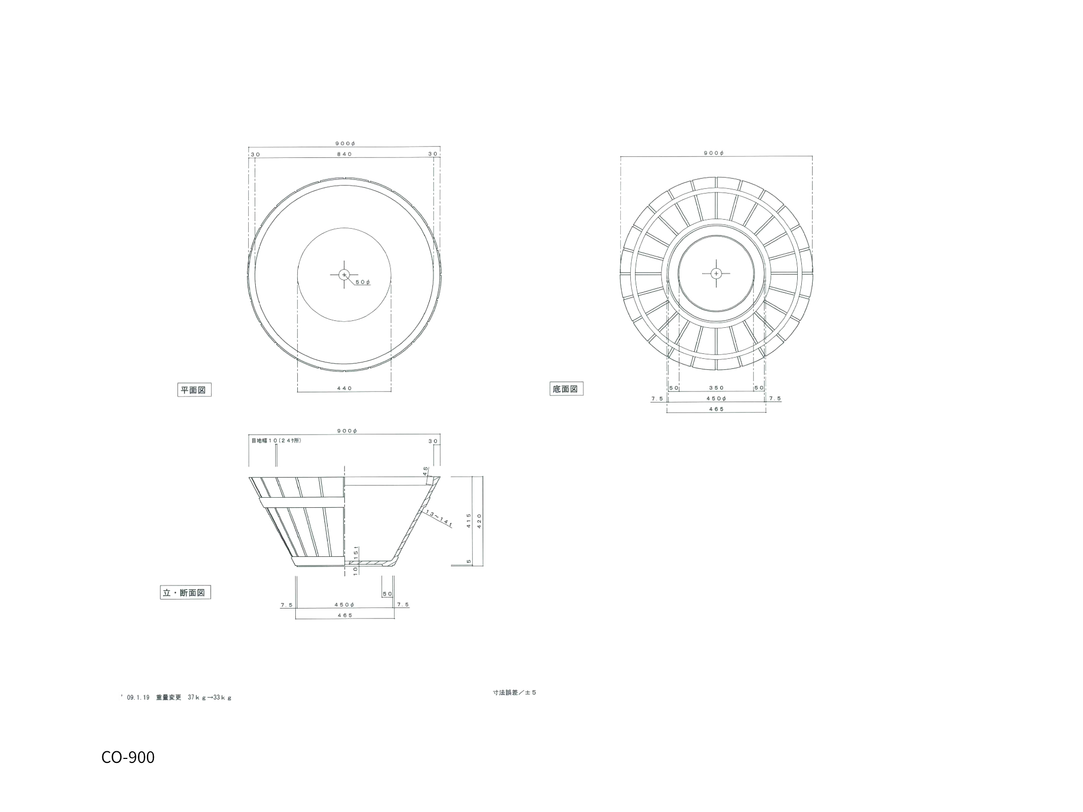 コニカル寸法図